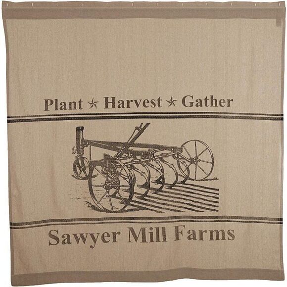 NEW! Sawyer Mill Farmhouse Cotton Fabric Shower Curtain Plow Field Crops Barn - Picture 6 of 6